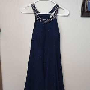 Betsy & Adam Navy Blue Backless Dress